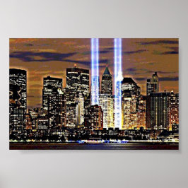 Poster Feixes de luz da Torre Gêmea de Nova Iorque