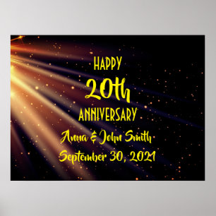 Poster Feixes de luz de feliz aniversário personalizáve