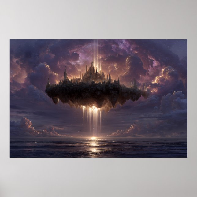 Poster Feixes de Nuvens do Castelo de Fantasia Flutuante  (Frente)