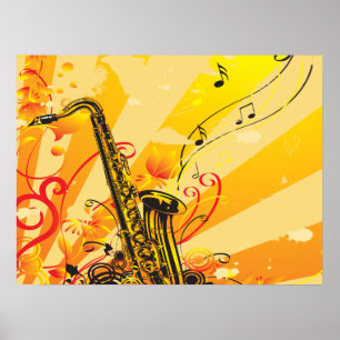 Póster Feixes jazzísticos do saxofone da música
