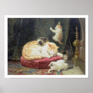 Poster Felicidade da lareira (óleo no painel)