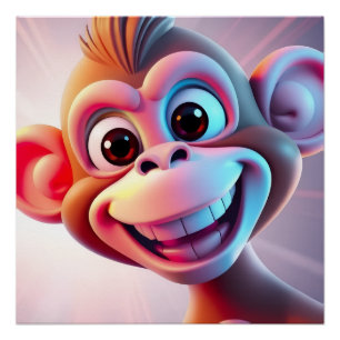 Póster Felicidade do Macaco Vibes da Selva