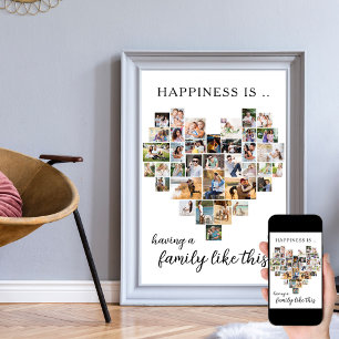 Poster Felicidade é Família como Esta Colagem em Forma de