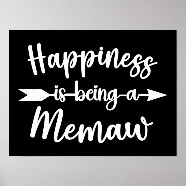 Poster Felicidade É Ser Uma Memaw Engraçada Avó Mães (Frente)