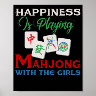 Poster Felicidade Está Jogando Mahjong Com As Garotas