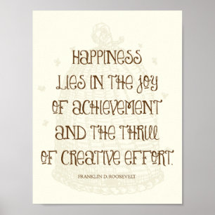 Póster Felicidade está na alegria do sucesso - citação FD