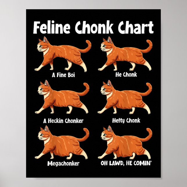 Poster Feline Chonge Chart Gato De Gordura Engraçado (Frente)