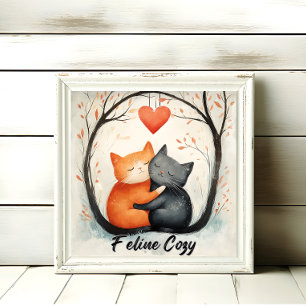 Poster Feline Cozy Snuggly Cat Love Art