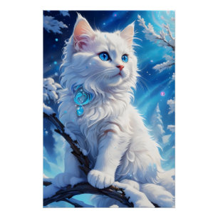 Póster Felino Mágico de inverno
