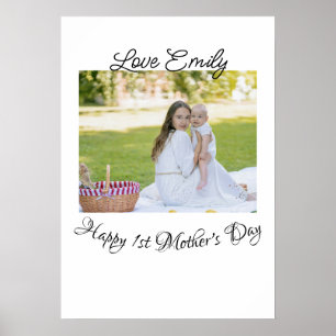 Poster feliz 1º dia das mães amor foto nome caligrafia