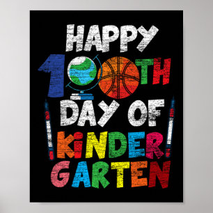 Poster Feliz 100º Dia De Jardim Infantil Fofo 100 Dias De