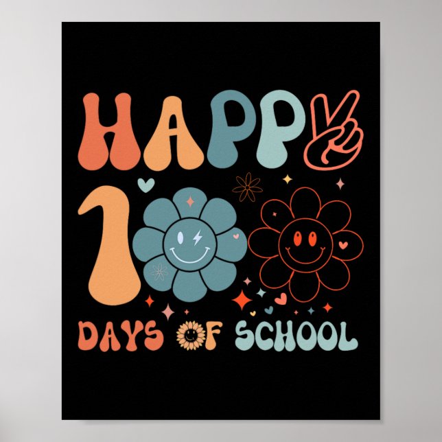 Poster Feliz 100º Dia De Professora Em Groovy, Aluno W (Frente)