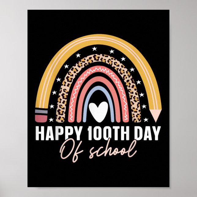 Poster Feliz 100º Dia De Professores Crianças De 100 Dias (Frente)