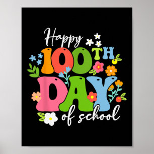 Poster Feliz 100º Dia De Professores Crianças Retro Groov
