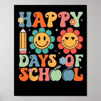 Poster Feliz 100º Dia De Professores Crianças Retro Groov