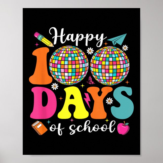 Poster Feliz 100º Dia De Professores Rapazes Meninas (Frente)