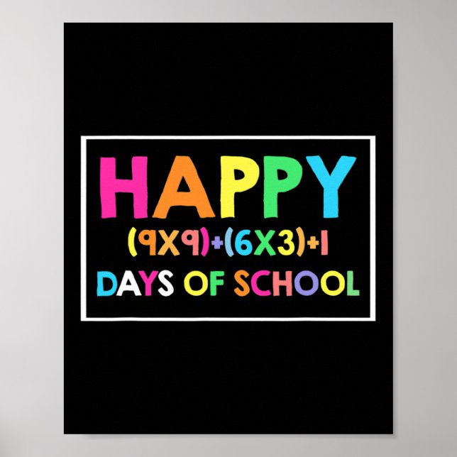 Poster Feliz 100 Dias De Escola De Diversão De Matemática (Frente)
