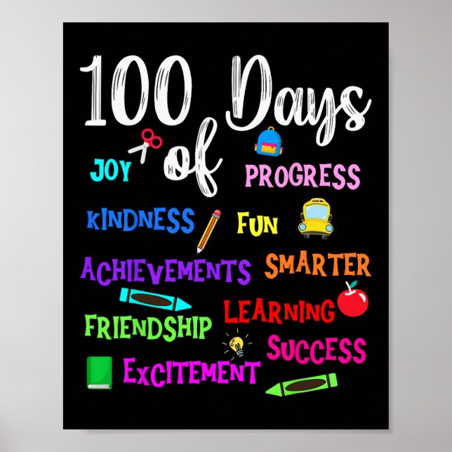 Poster Feliz 100 Dias De Professora Infantil (Frente)