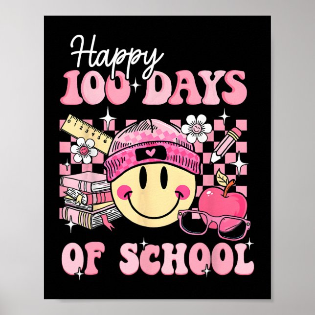 Poster Feliz 100 Dias De Professores Crianças De Escola R (Frente)