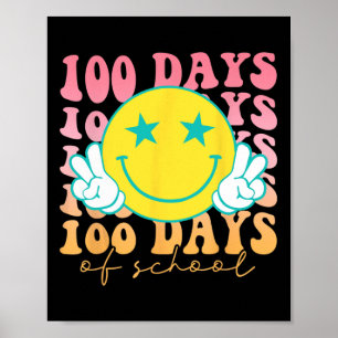 Poster Feliz 100 Dias De Rosto De Sorriso Feliz Da Escola