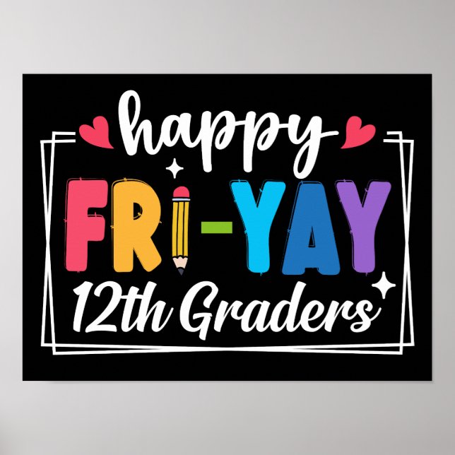 Poster Feliz 12 de sexta-feira Professora Engraçada Estud (Frente)