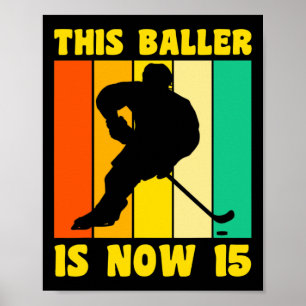 Poster Feliz 15 de aniversário, 15 anos, Retro Hockey 15t