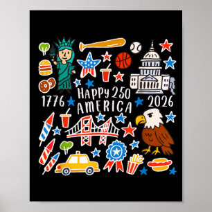 Poster Feliz 250º Aniversário da América 4 de Julho