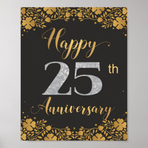 Poster Feliz 25 Aniversário Casamento Silver 25 Anos