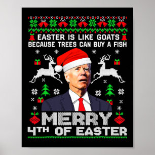 Poster Feliz 4º Da Páscoa Engraçada Biden Feia De Natal