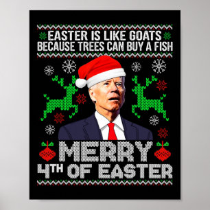 Poster Feliz 4º Da Páscoa Engraçado Natal Feio Suéter M