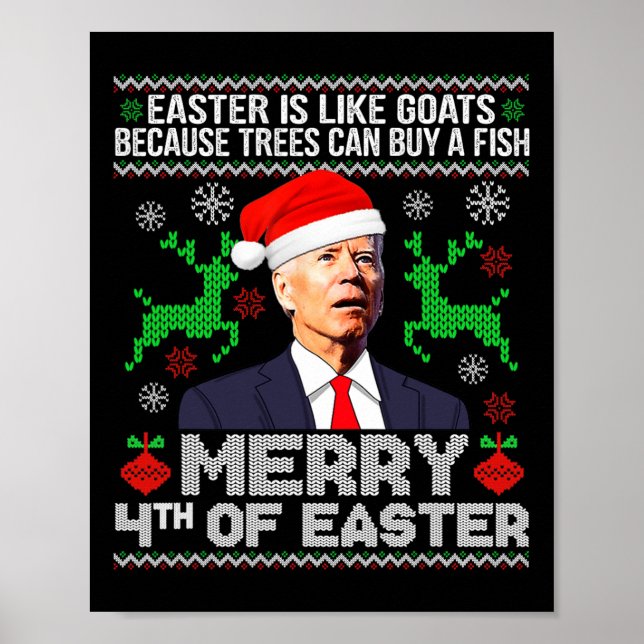 Poster Feliz 4º Da Páscoa Engraçado Natal Feio Suéter M (Frente)