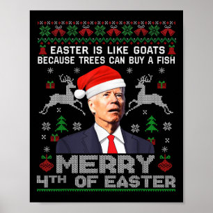 Poster Feliz 4º de Páscoa Camisa Biden Natal Feio Engraça