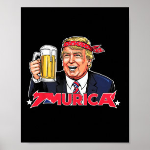 Poster Feliz 4 de julho Bandeira Americana Merica Trump