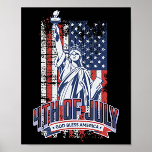 Poster Feliz 4 De Julho, Bandeira Americana Patriótica Mu