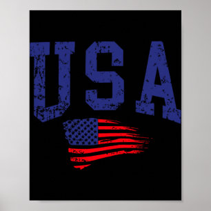 Poster Feliz 4 de Julho Bandeira dos EUA Orgulho American