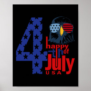 Poster Feliz 4 De Julho Bandeira Patriótica Da Águia 4 De