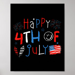 Poster Feliz 4 de julho Camisas Crianças Patriota America