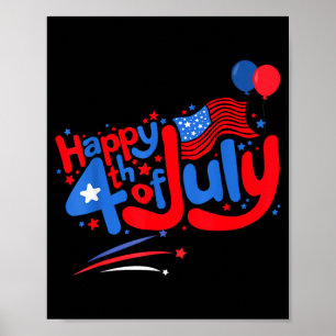 Poster Feliz 4 de julho dia da independência EUA 4 de jul