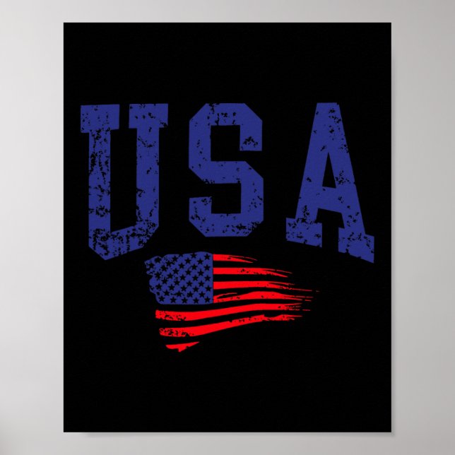Poster Feliz 4 De Julho Dos Eua Bandeira Americana Orgulh (Frente)