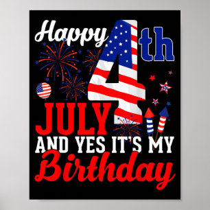 Poster Feliz 4 de julho e dia da independência de anivers