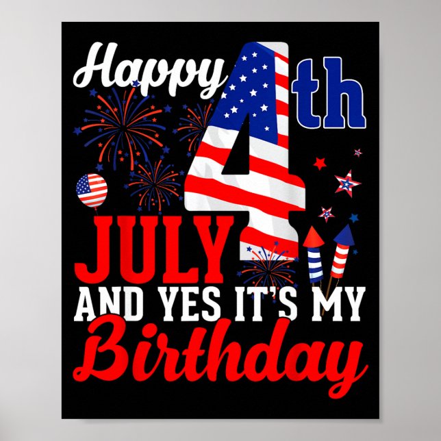 Poster Feliz 4 de julho e dia da independência de anivers (Frente)
