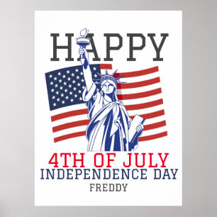 Poster Feliz 4 de julho Festa do Dia da Independência