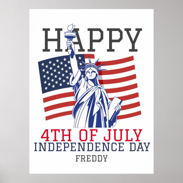 Poster Feliz 4 de julho Festa do Dia da Independência (Frente)
