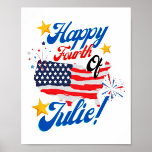 Poster Feliz 4 de julho Julie 4° Dia da Independência Fu