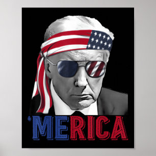 Poster Feliz 4 De Julho Merica Trump American Flag Usa
