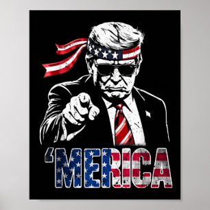 Poster Feliz 4 De Julho Merica Trump American Flag Usa