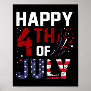 Poster Feliz 4 de Julho para Mulheres Homens Crianças EUA