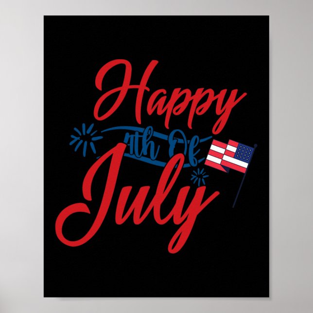 Poster Feliz 4 De Julho Patriótico Independência Da Améri (Frente)