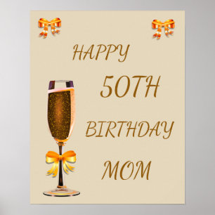 Poster Feliz 50º aniversário Mãe