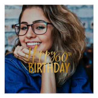 Póster Feliz 60º aniversário - Script Personalizado Foto